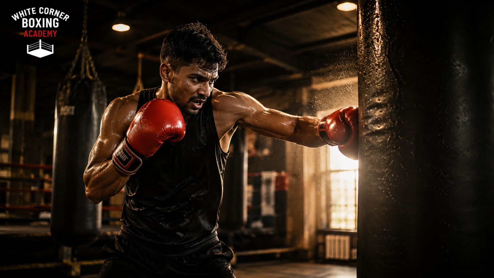 Boxer training through an intense round building endurance at a boxing gym in Bangalore