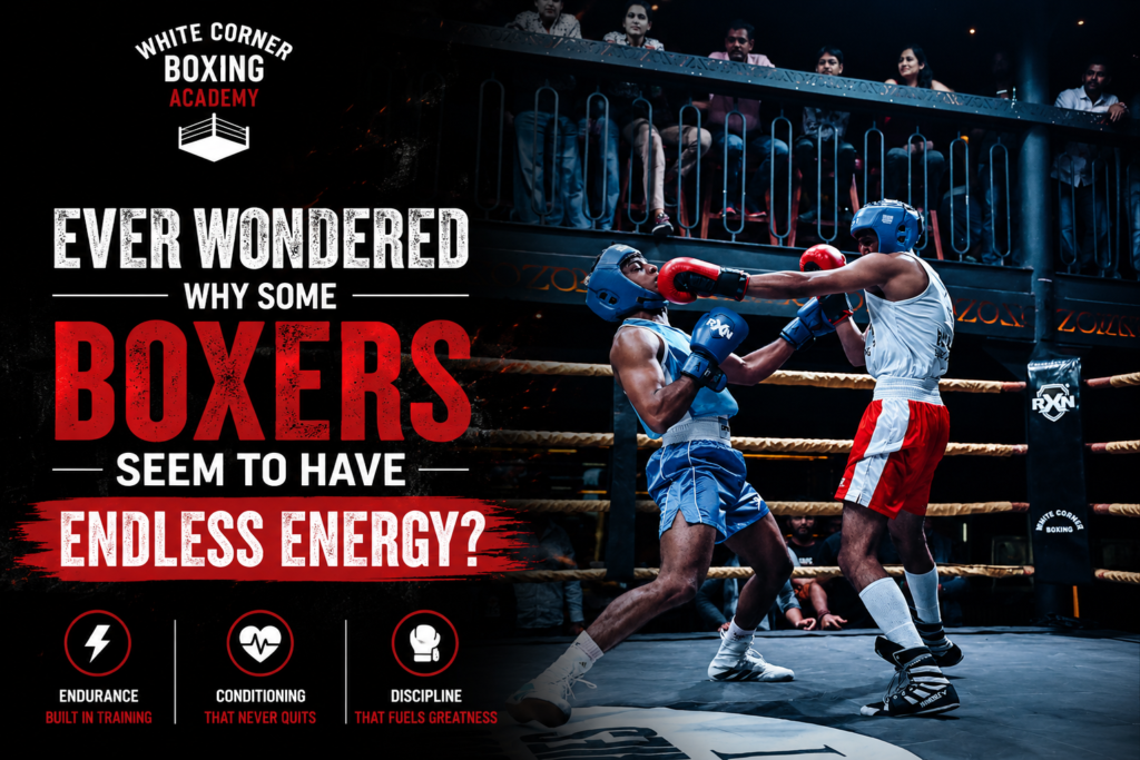 Boxer training through an intense round building endurance at a boxing gym in Bangalore